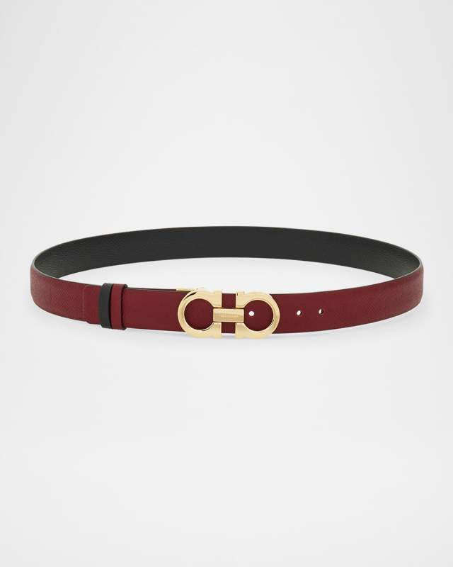 Reversible Gancini Leather Belt